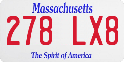 MA license plate 278LX8