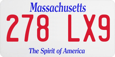 MA license plate 278LX9