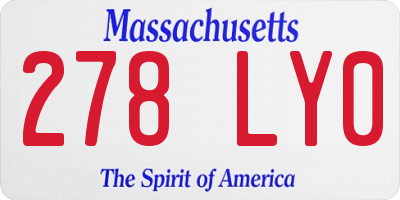 MA license plate 278LY0