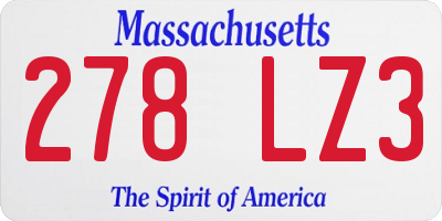 MA license plate 278LZ3