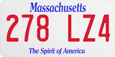 MA license plate 278LZ4
