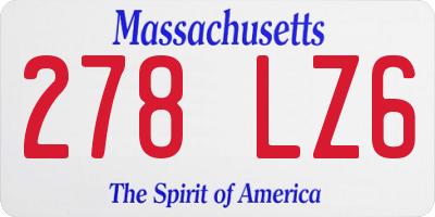 MA license plate 278LZ6