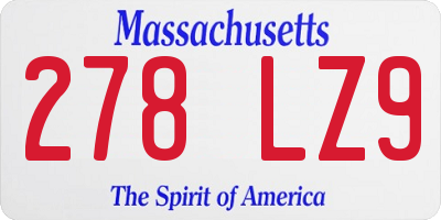 MA license plate 278LZ9