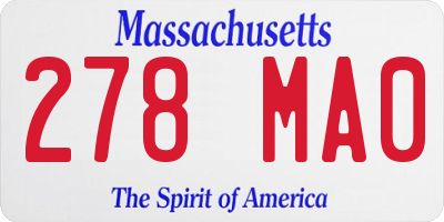 MA license plate 278MA0