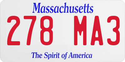 MA license plate 278MA3