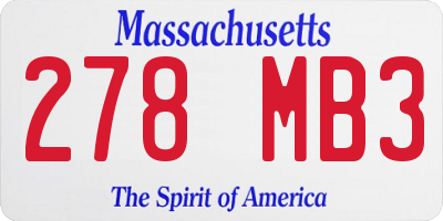 MA license plate 278MB3