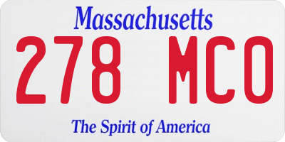 MA license plate 278MC0