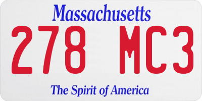 MA license plate 278MC3