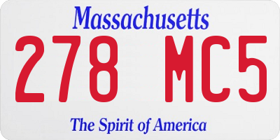 MA license plate 278MC5