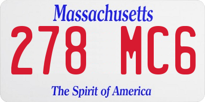 MA license plate 278MC6