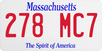 MA license plate 278MC7