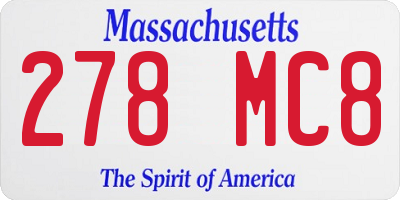 MA license plate 278MC8
