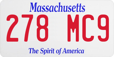 MA license plate 278MC9