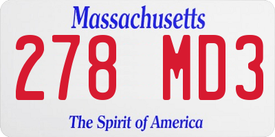 MA license plate 278MD3