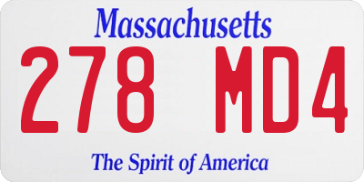 MA license plate 278MD4