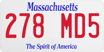 MA license plate 278MD5