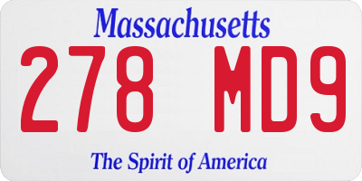 MA license plate 278MD9