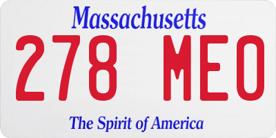 MA license plate 278ME0