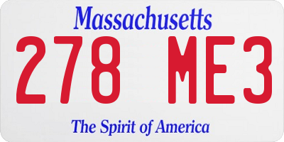 MA license plate 278ME3