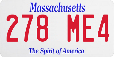 MA license plate 278ME4