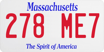 MA license plate 278ME7