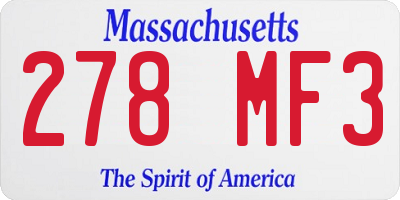 MA license plate 278MF3