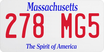 MA license plate 278MG5