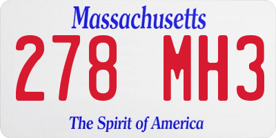 MA license plate 278MH3