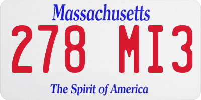 MA license plate 278MI3