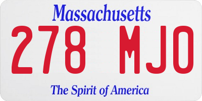 MA license plate 278MJ0