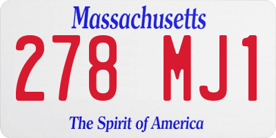 MA license plate 278MJ1