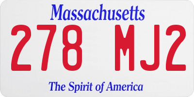 MA license plate 278MJ2
