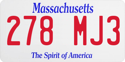 MA license plate 278MJ3