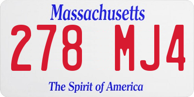 MA license plate 278MJ4