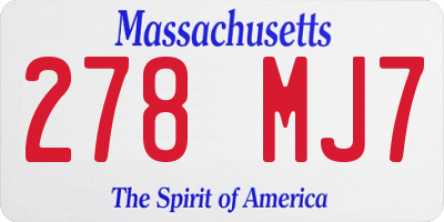 MA license plate 278MJ7