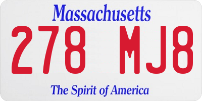 MA license plate 278MJ8