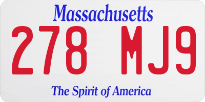 MA license plate 278MJ9