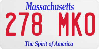 MA license plate 278MK0