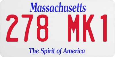 MA license plate 278MK1