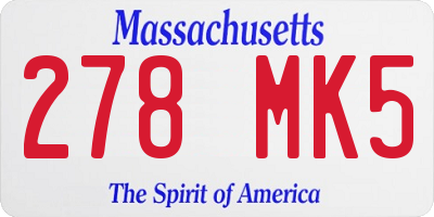 MA license plate 278MK5