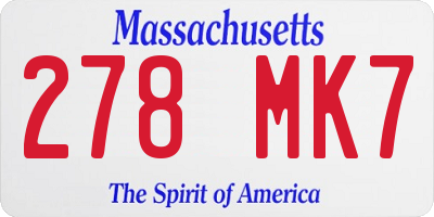 MA license plate 278MK7