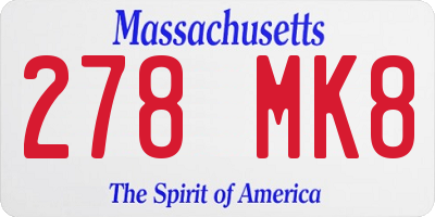 MA license plate 278MK8