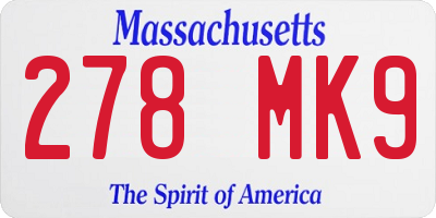 MA license plate 278MK9