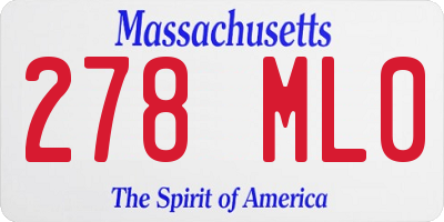 MA license plate 278ML0