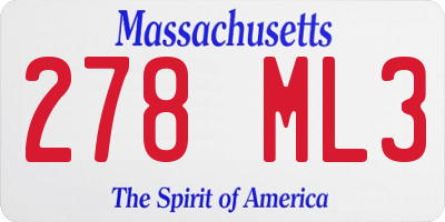 MA license plate 278ML3