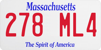 MA license plate 278ML4