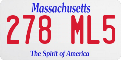 MA license plate 278ML5