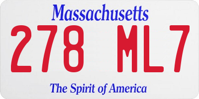 MA license plate 278ML7