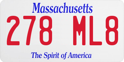 MA license plate 278ML8
