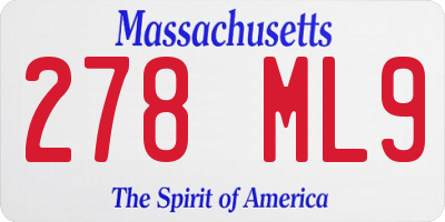 MA license plate 278ML9